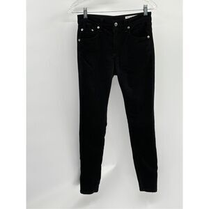Rag &‎ Bone Velvet Pants Women Size 26 Black Ankle Zip Skinny 10" Capri